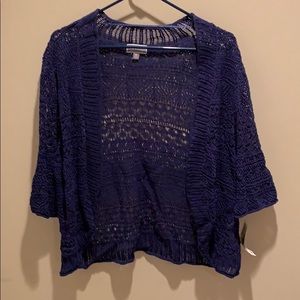 Navy Crochet Cardigan